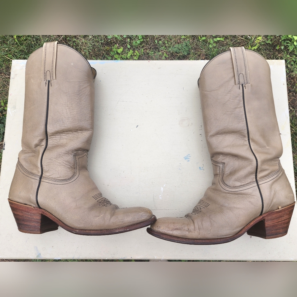 Frye Western Leather Boots HOST PICK Stacked Heel Men's Size 10 1/2 D USA - Picture 9 of 10